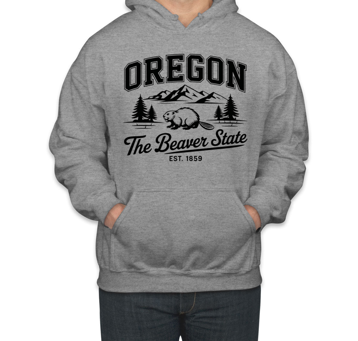 Oregon Cityscape Illustration The Beaver State Unisex Hoodie