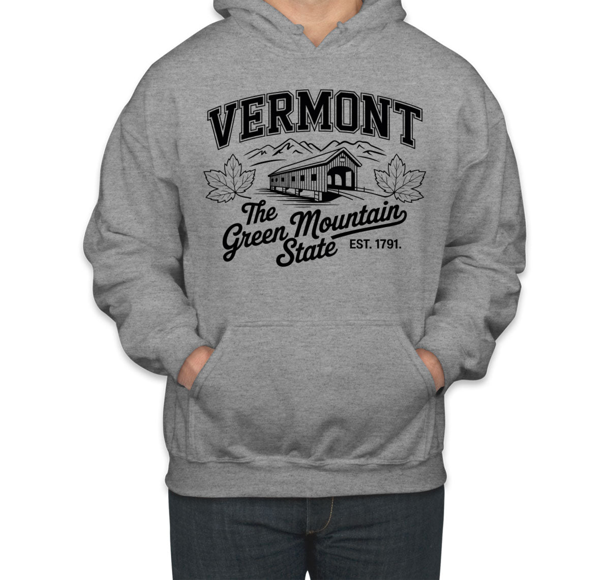 Vermont Cityscape Illustration The Green Mountain State Unisex Hoodie