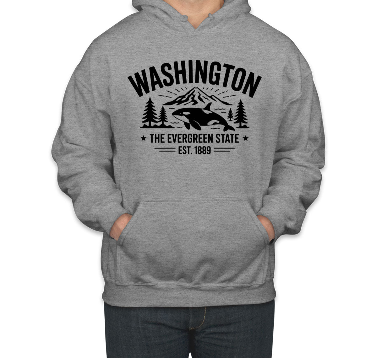 Washington Cityscape Illustration The Evergreen State Unisex Hoodie