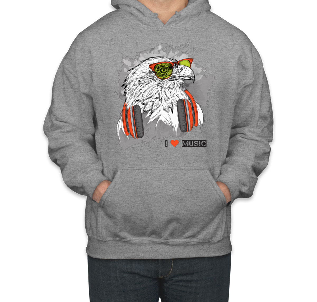 I Love Music Eagle With Headphones Unisex Hoodie