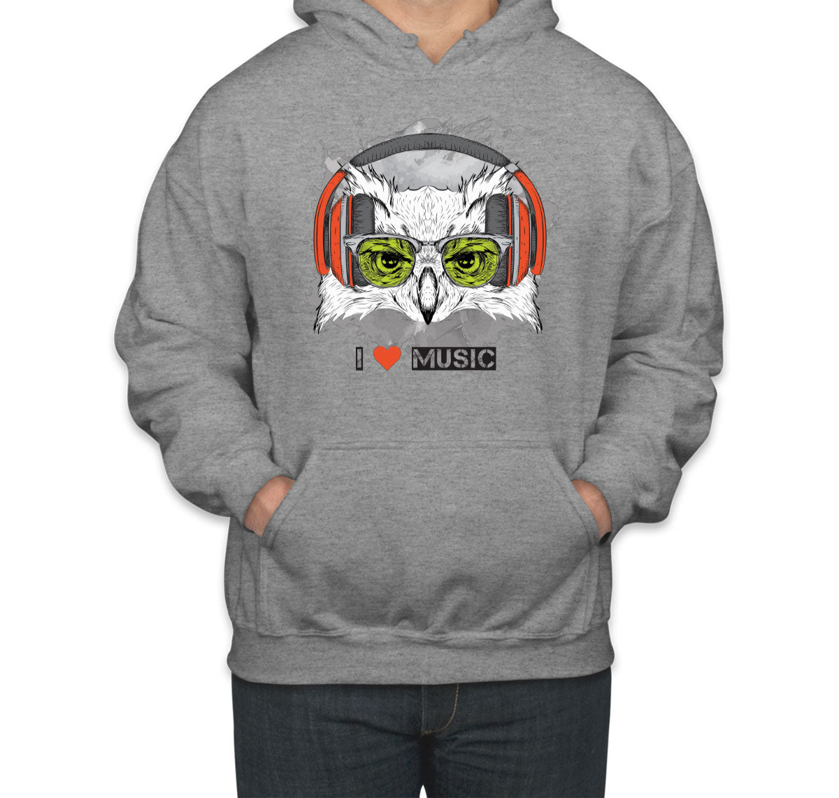 I Love Music Owl With Headphones Unisex Hoodie