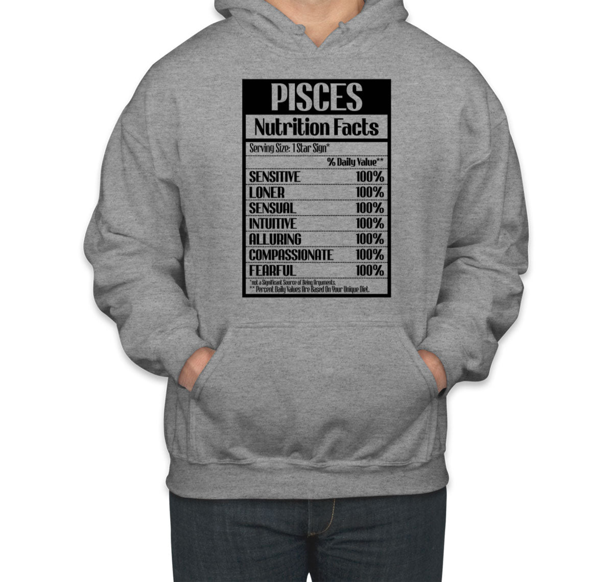 Pisces Zodiac Nutrition Facts Unisex Hoodie