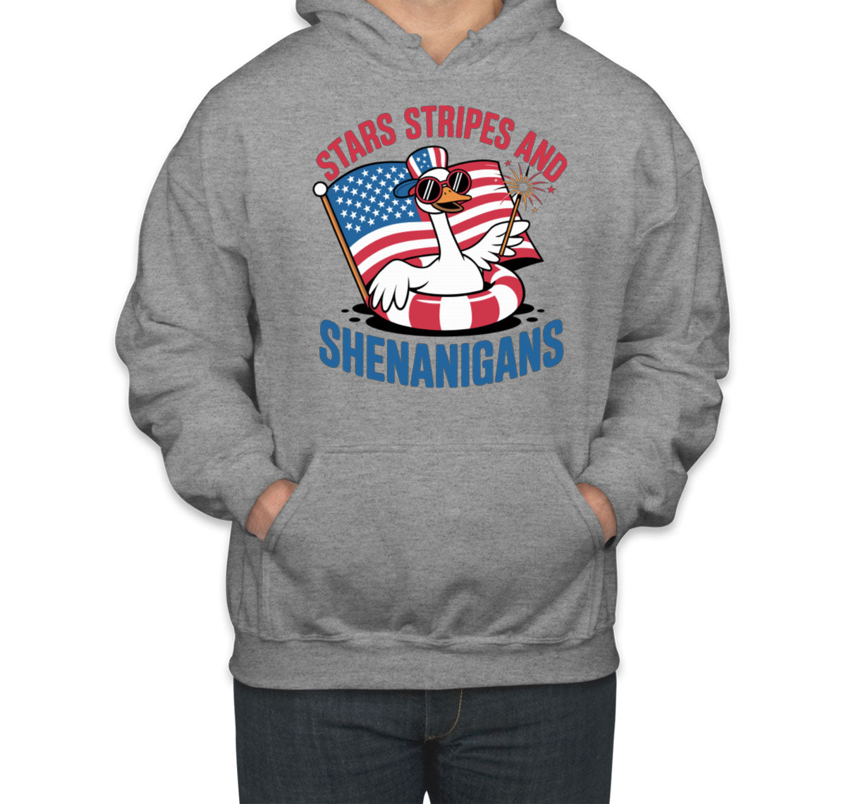 Stars Stripes And Shenanigans Independence Day Patriotic Unisex Hoodie