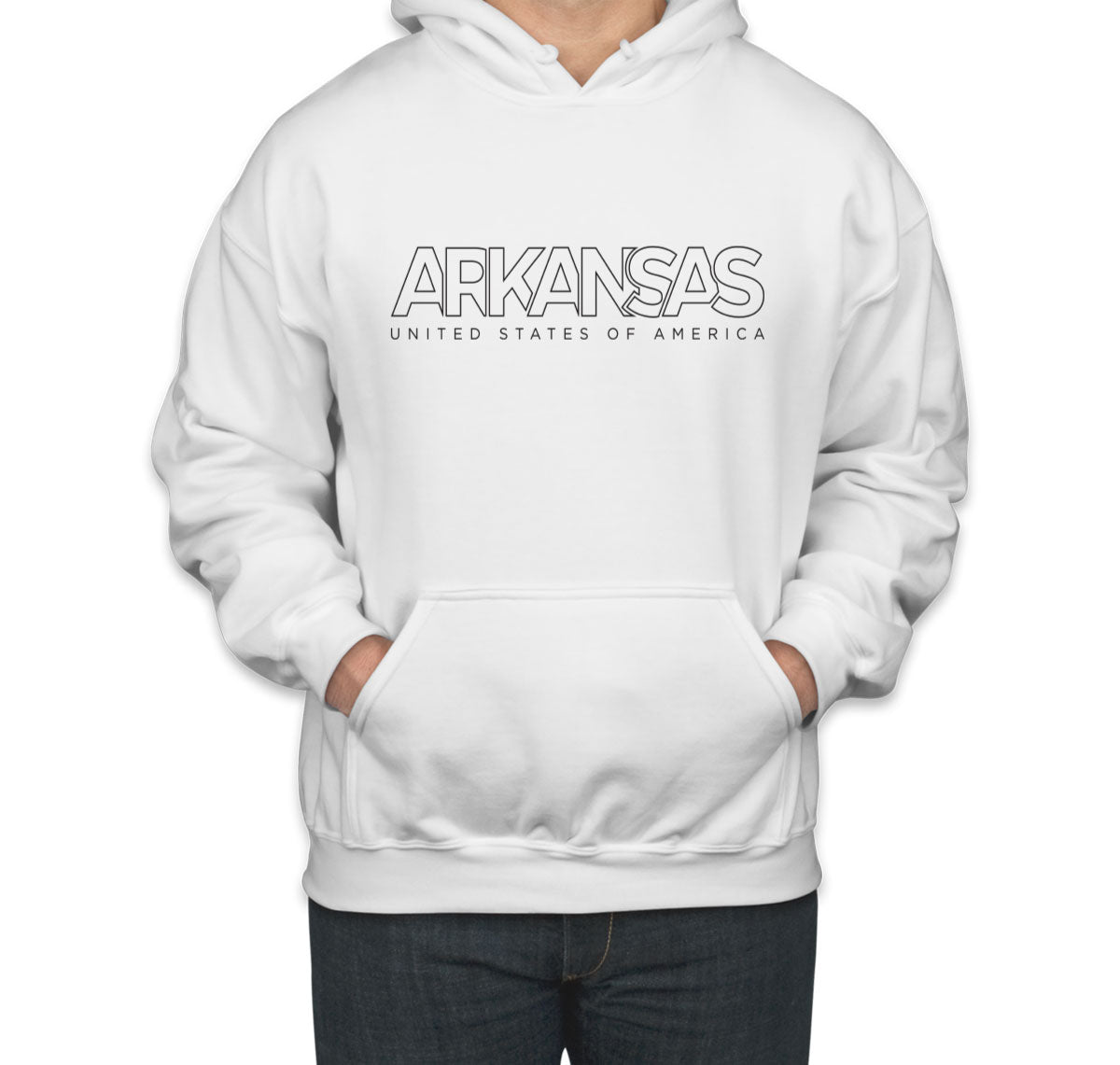 Arkansas Outline Typography Unisex Hoodie