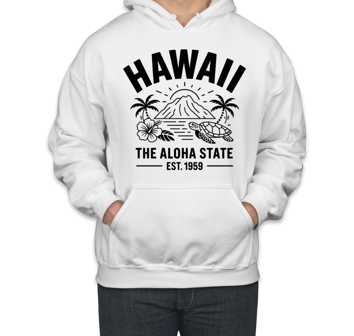 Hawaii Cityscape Illustration The Aloha State Unisex Hoodie