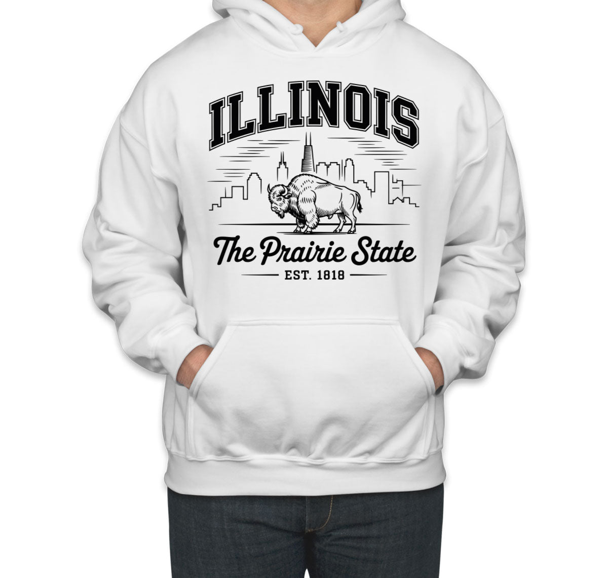 Illinois Cityscape Illustration The Prairie State Unisex Hoodie