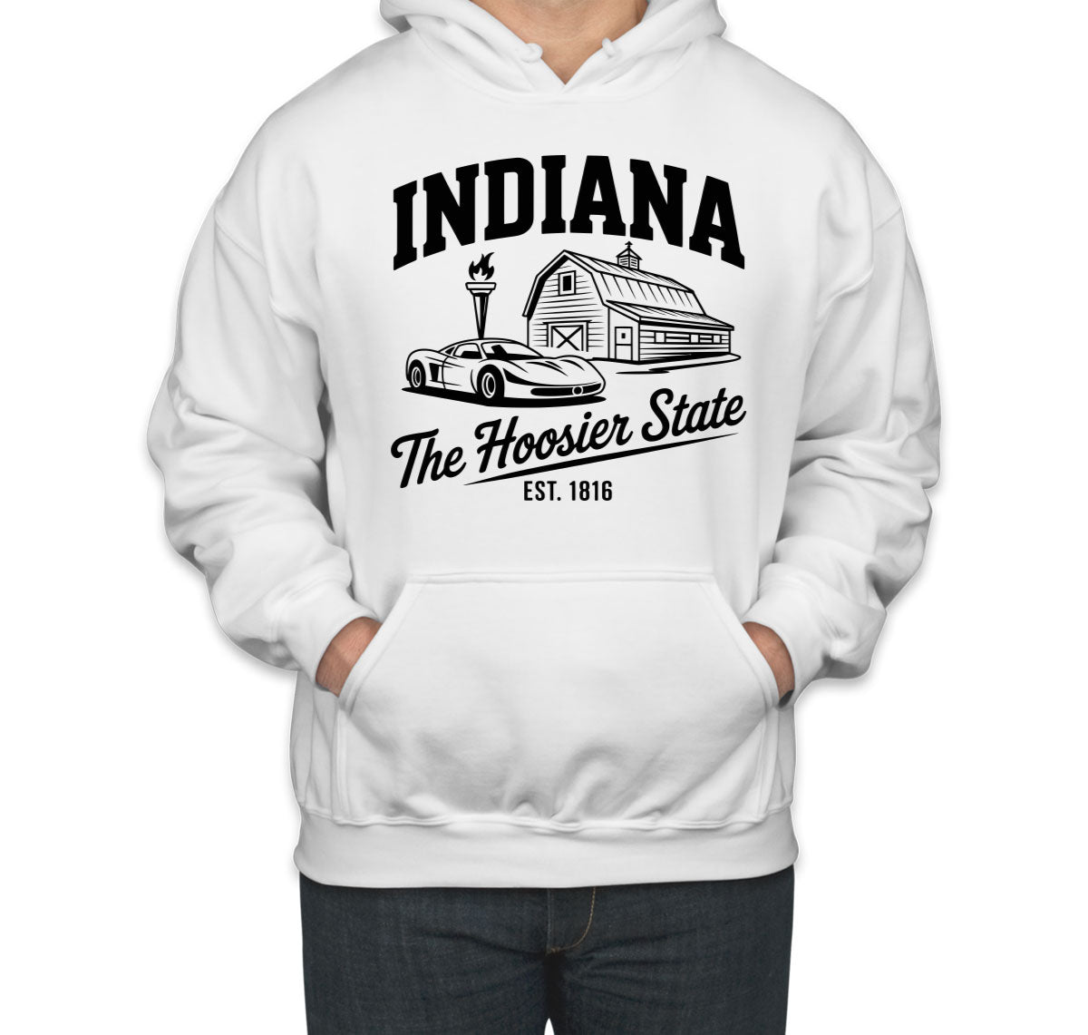 Indiana Cityscape Illustration The Hoosier State Unisex Hoodie