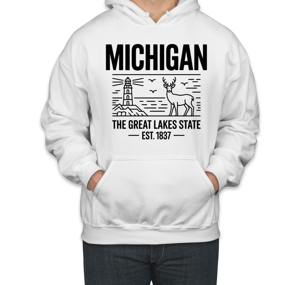 Michigan Cityscape Illustration The Great Lakes State Unisex Hoodie