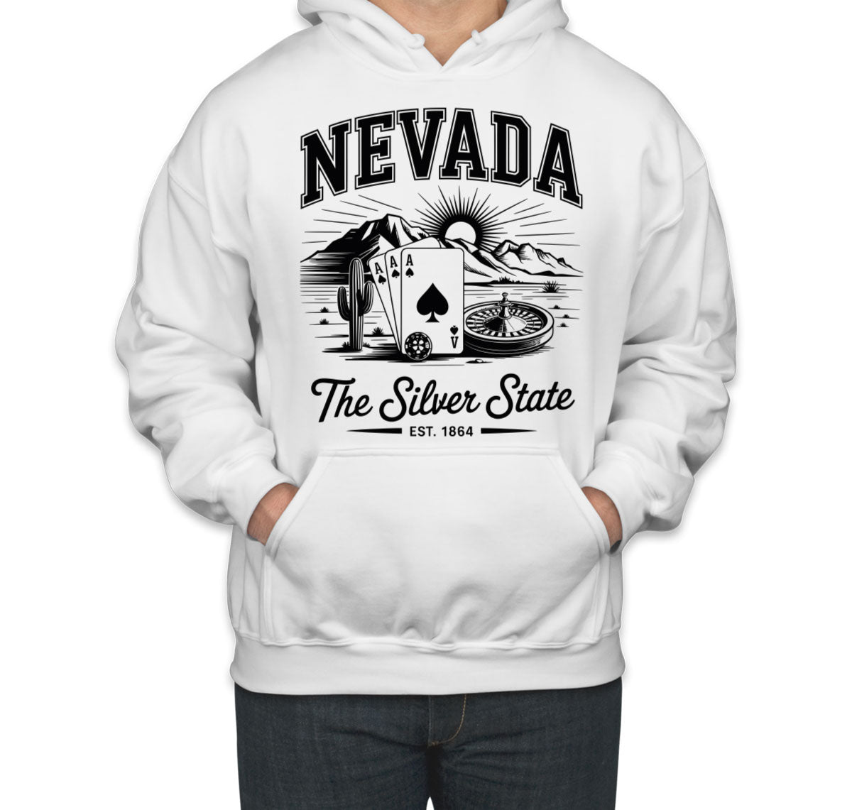 Nevada Cityscape Illustration The Silver State Unisex Hoodie
