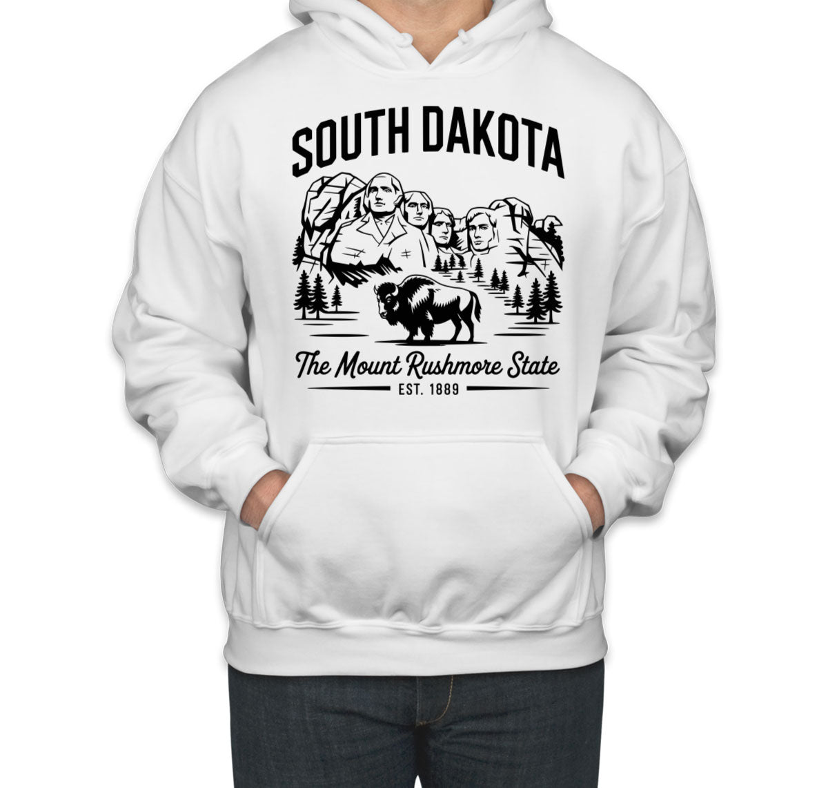 South Dakota Cityscape Illustration The Mount Rushmore State Unisex Hoodie