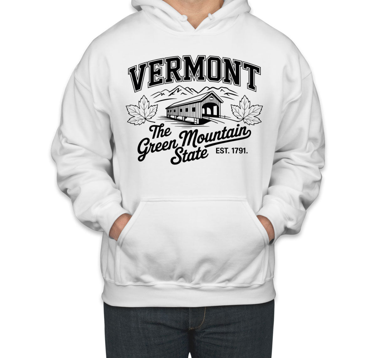 Vermont Cityscape Illustration The Green Mountain State Unisex Hoodie