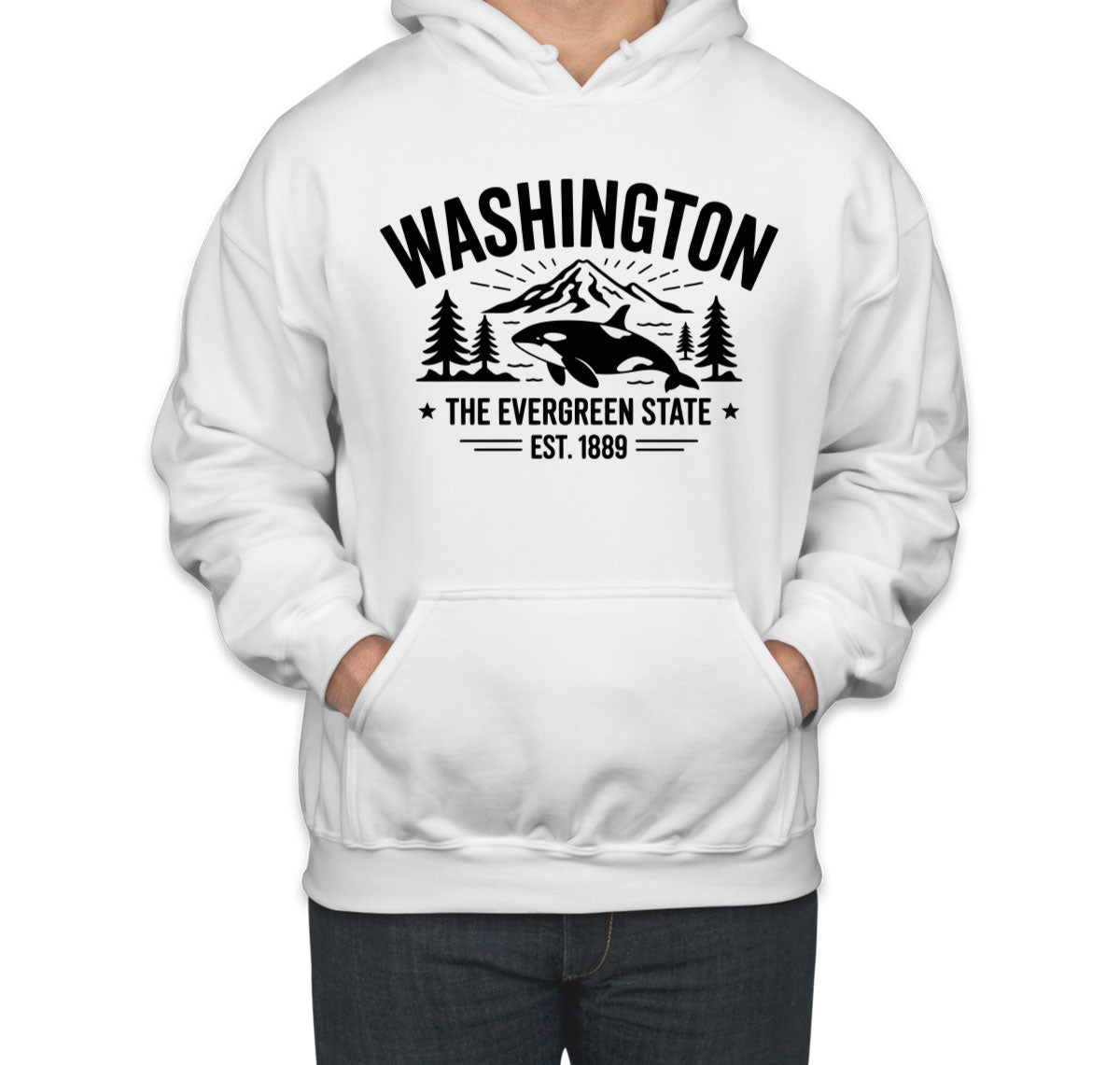 Washington Cityscape Illustration The Evergreen State Unisex Hoodie