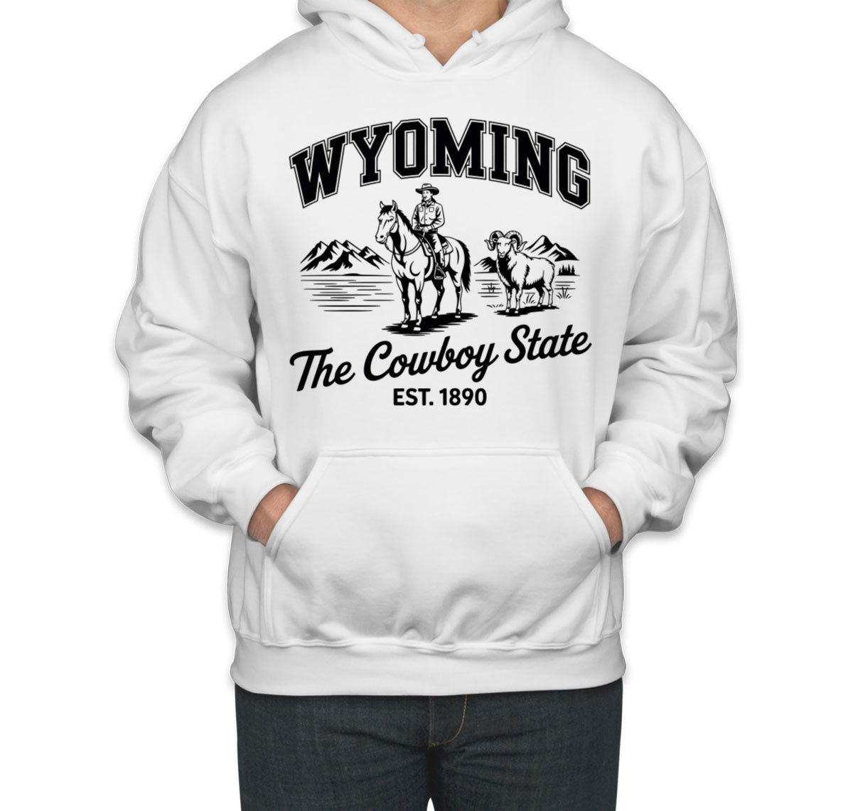 Wyoming Cityscape Illustration The Cowboy State Unisex Hoodie