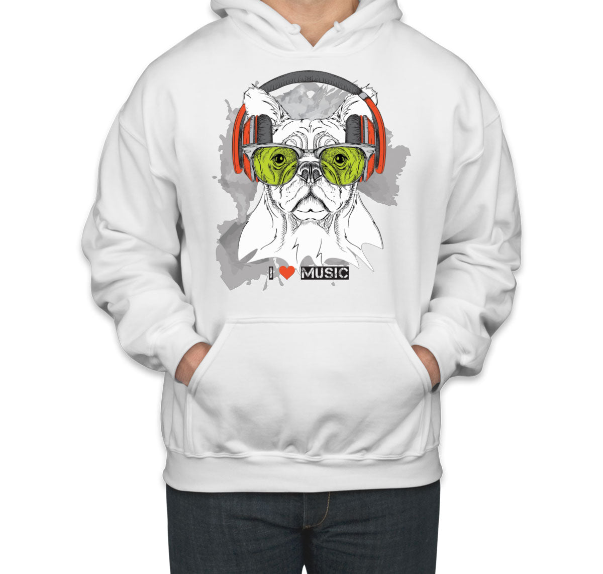 I Love Music Dog With Headphones Unisex Hoodie