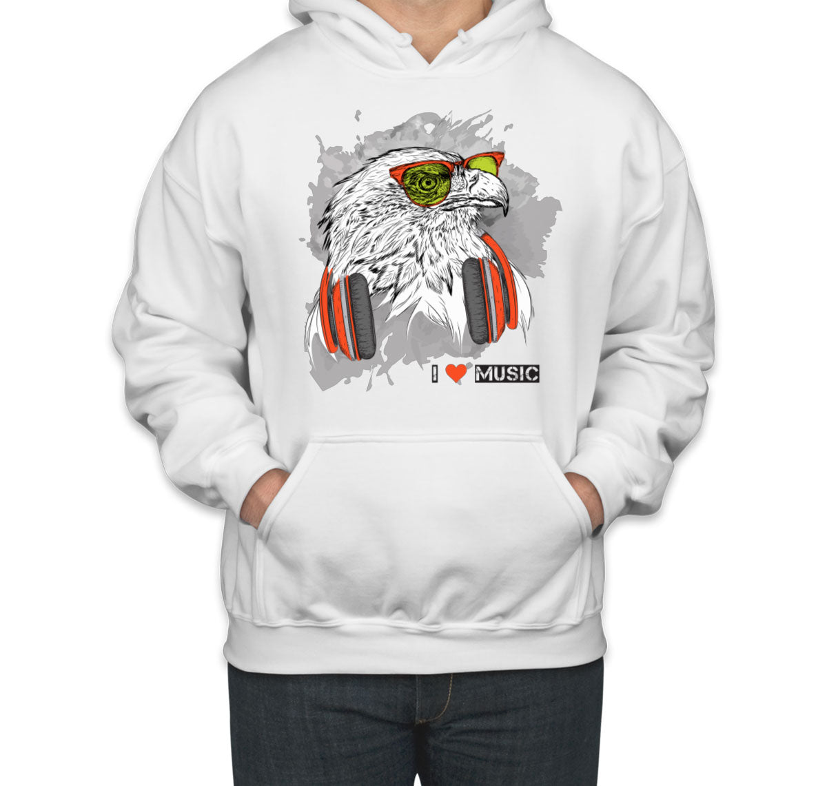 I Love Music Eagle With Headphones Unisex Hoodie