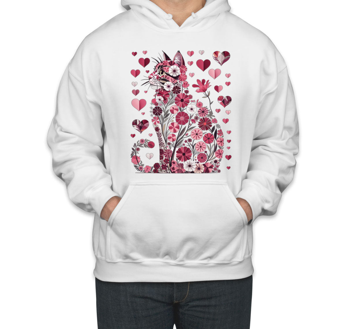 Floral Cat Valentine's Day Unisex Hoodie