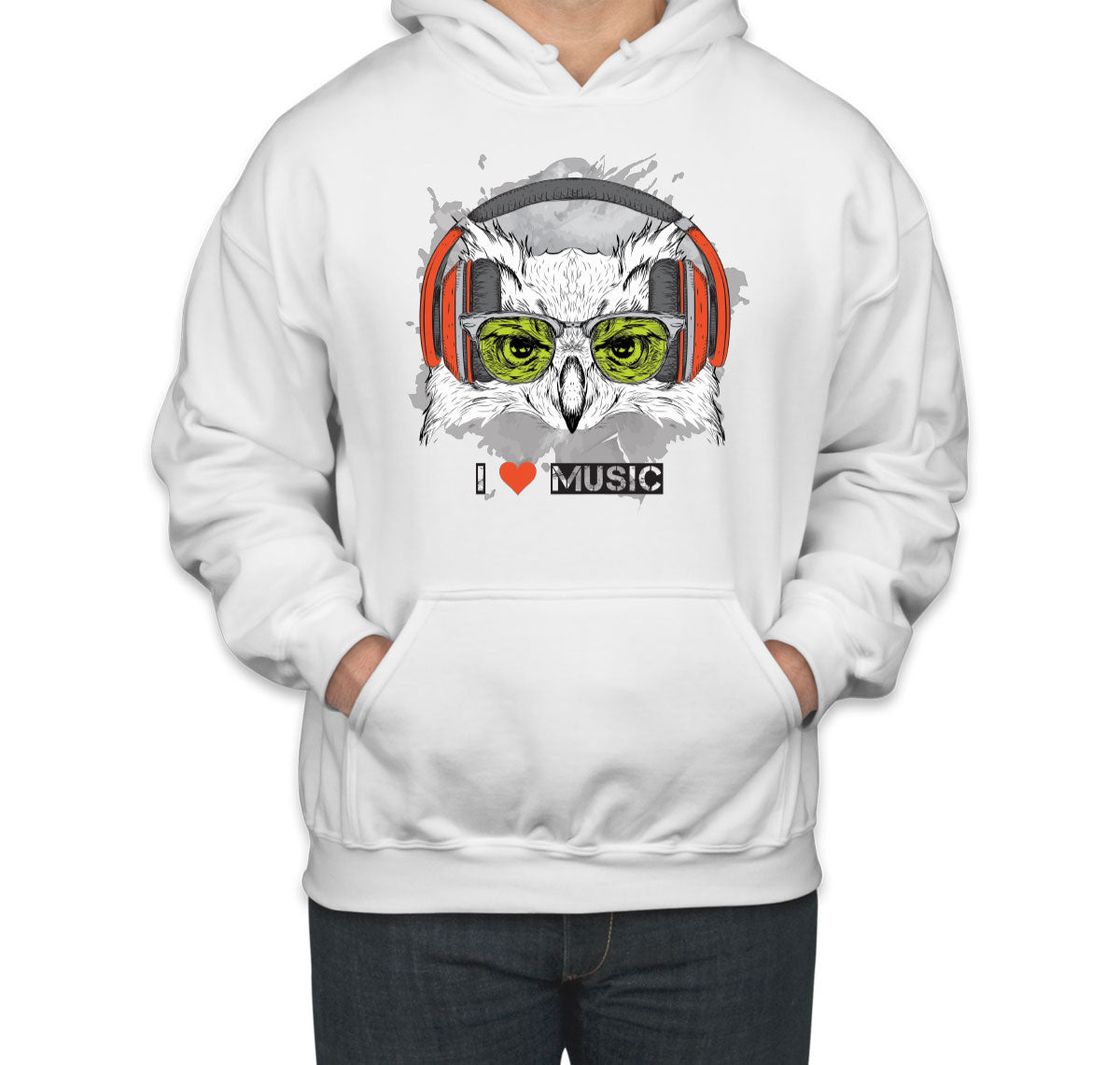 I Love Music Owl With Headphones Unisex Hoodie