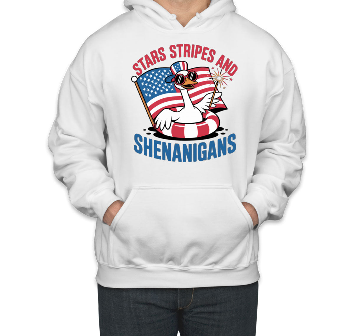 Stars Stripes And Shenanigans Independence Day Patriotic Unisex Hoodie