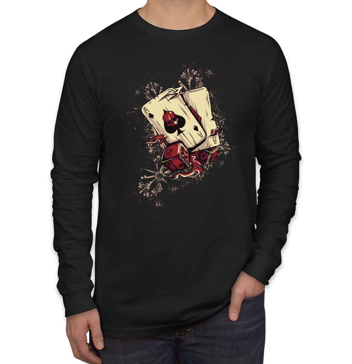 Ace Of Spaces Of Death And Dice Men's Long Sleeve Shirt