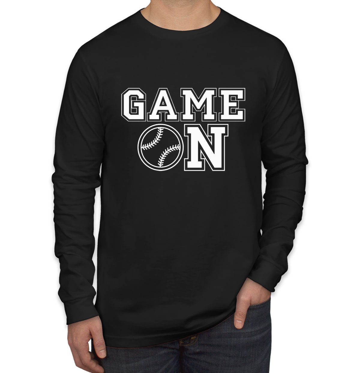 Baseball Game On Men's Long Sleeve Shirt