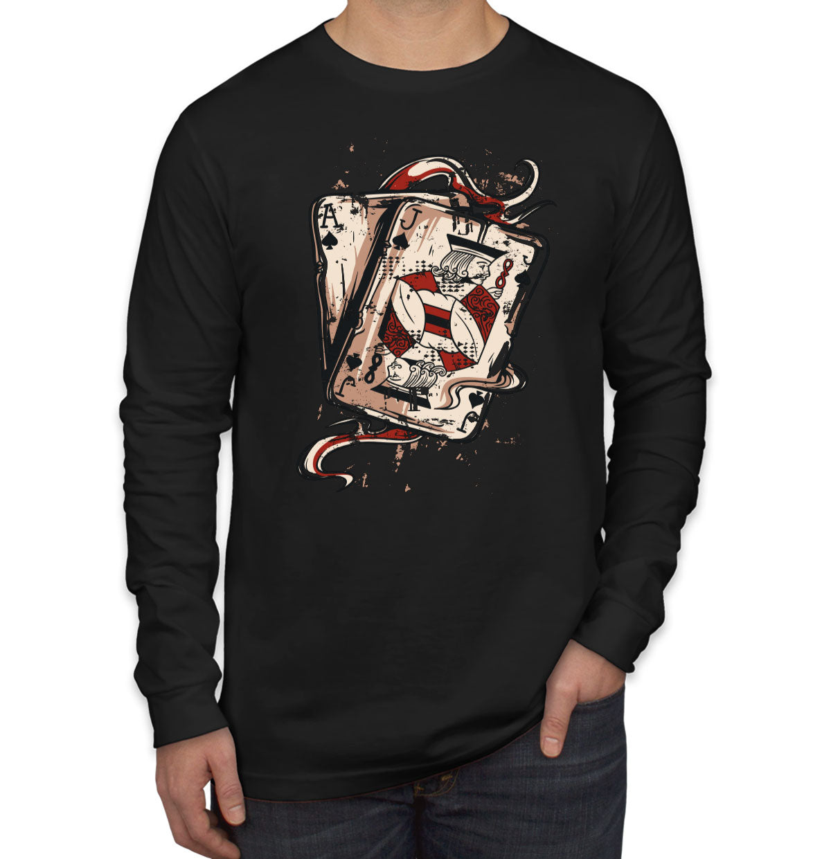 Blackjack Playing Cards Men's Long Sleeve Shirt