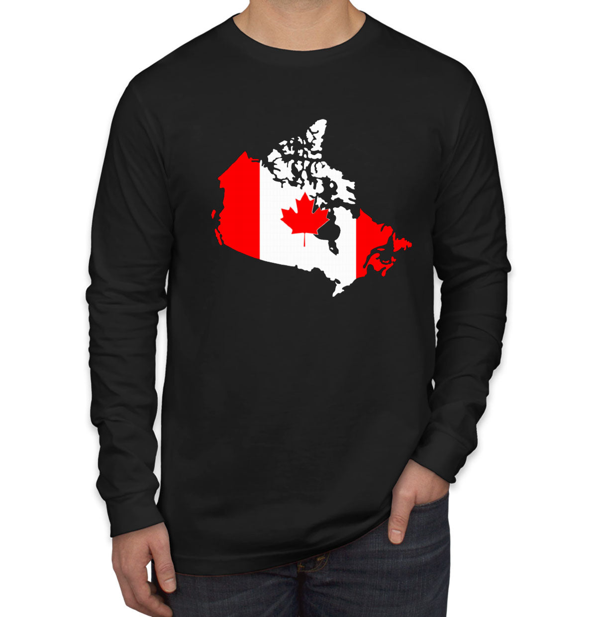 Canada Map Canada Flag Men's Long Sleeve Shirt