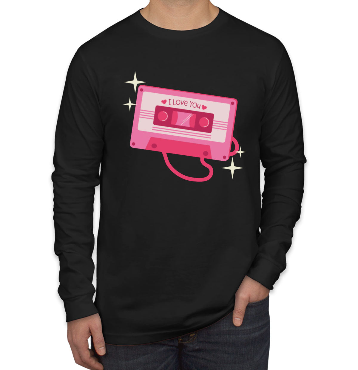 Casette Tape I Love You Valentine's Day Men's Long Sleeve Shirt