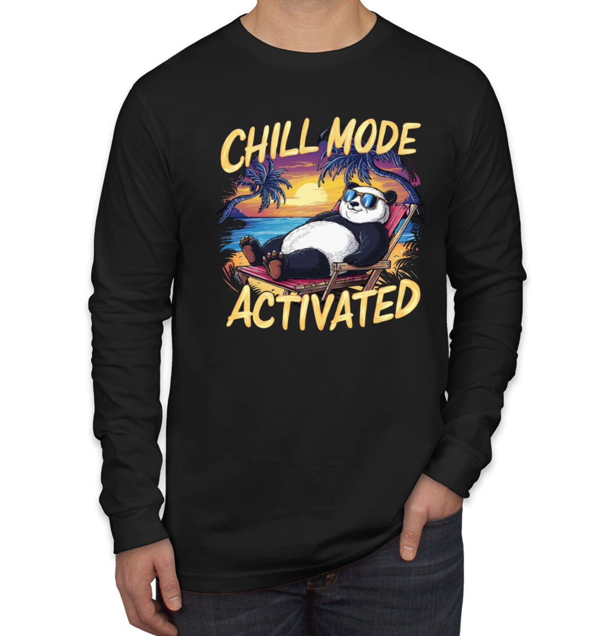 Chill Mode Activated Panda Men's Long Sleeve Shirt