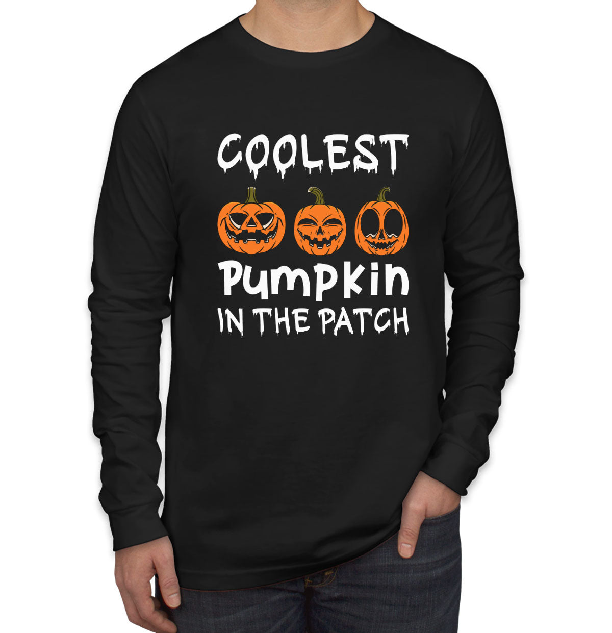 Coolest Pumpkin In The Pitch Halloween Men's Long Sleeve Shirt