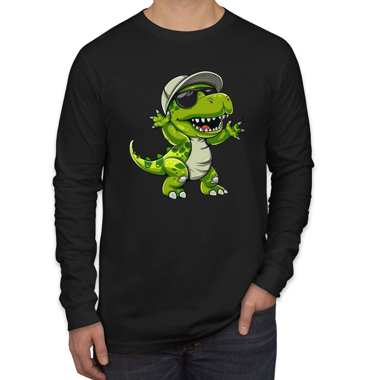 Dabbing Dinosaur Men's Long Sleeve Shirt