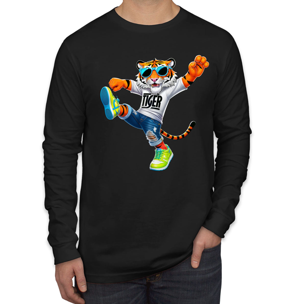 Dancing Tiger Men's Long Sleeve Shirt