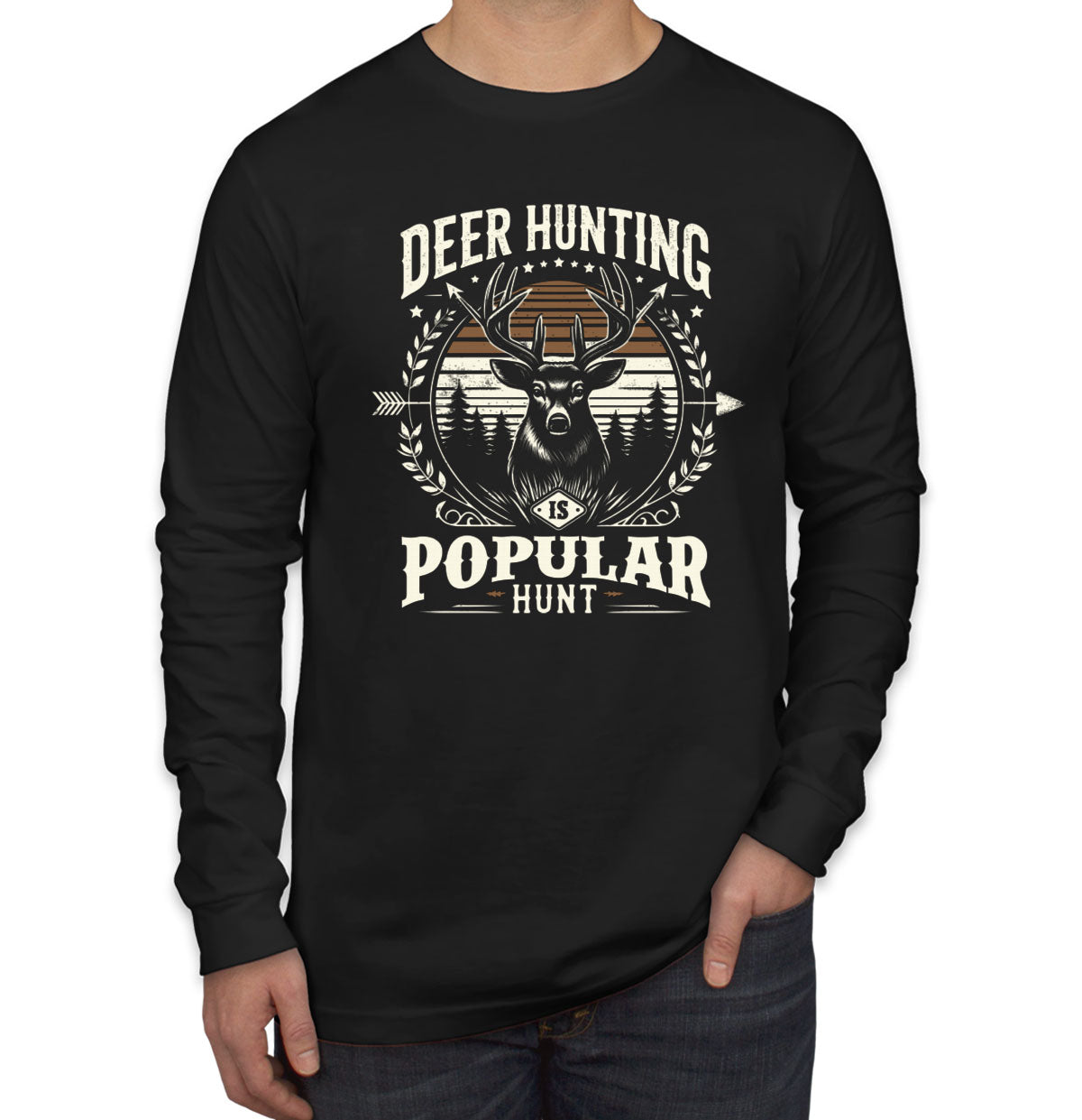 Deer Hunting Is Popular Hunt Men's Long Sleeve Shirt