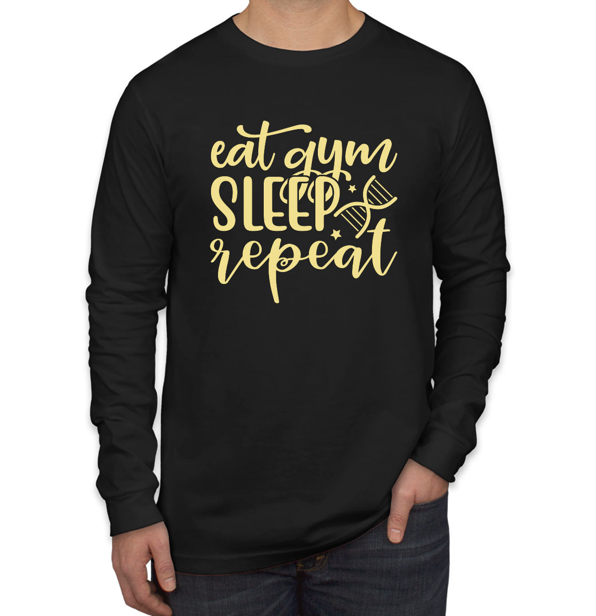 Eat Gym Sleep Repeat Men's Long Sleeve Shirt