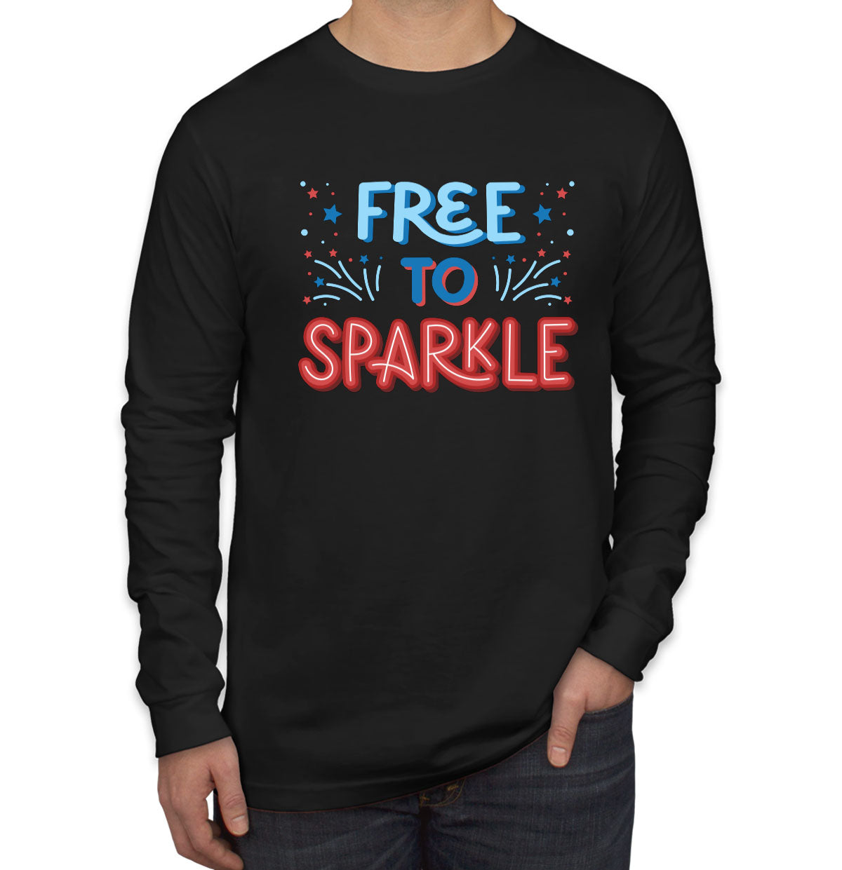 Free To Sparkle Patriotic Men's Long Sleeve Shirt