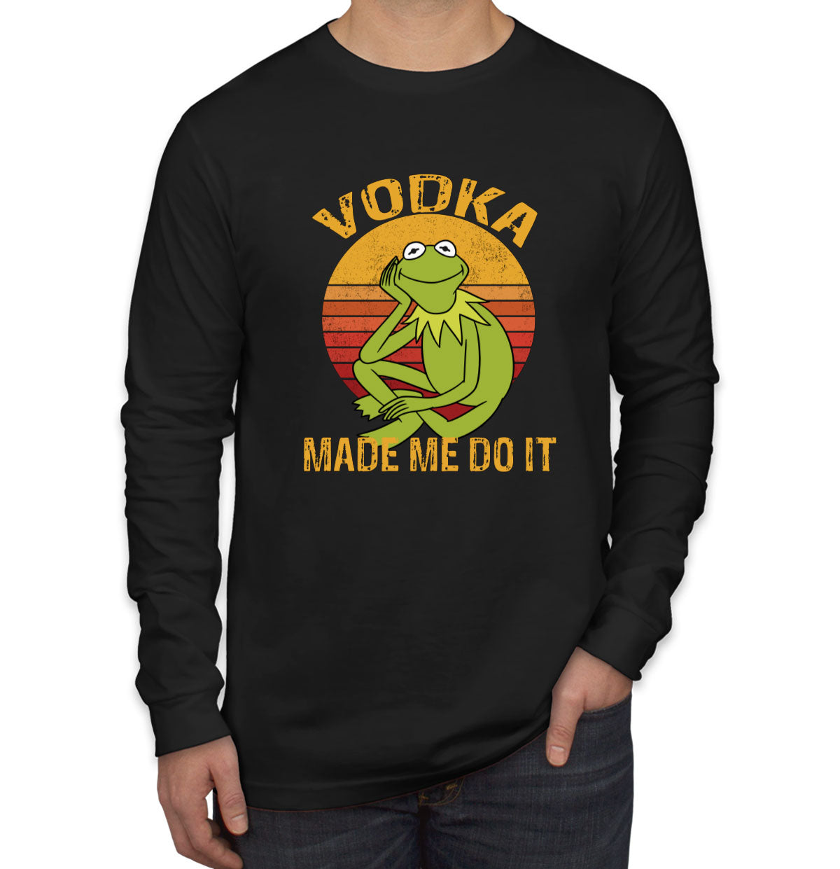 Vodka Made Me Do It Frog Meme Men's Long Sleeve Shirt