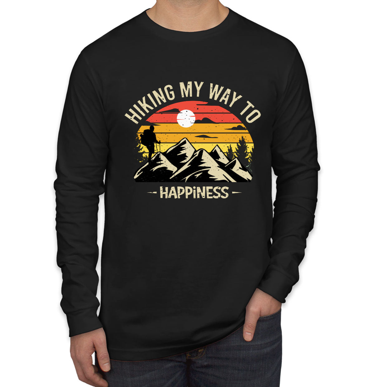 Hiking My Way To Happiness Men's Long Sleeve Shirt
