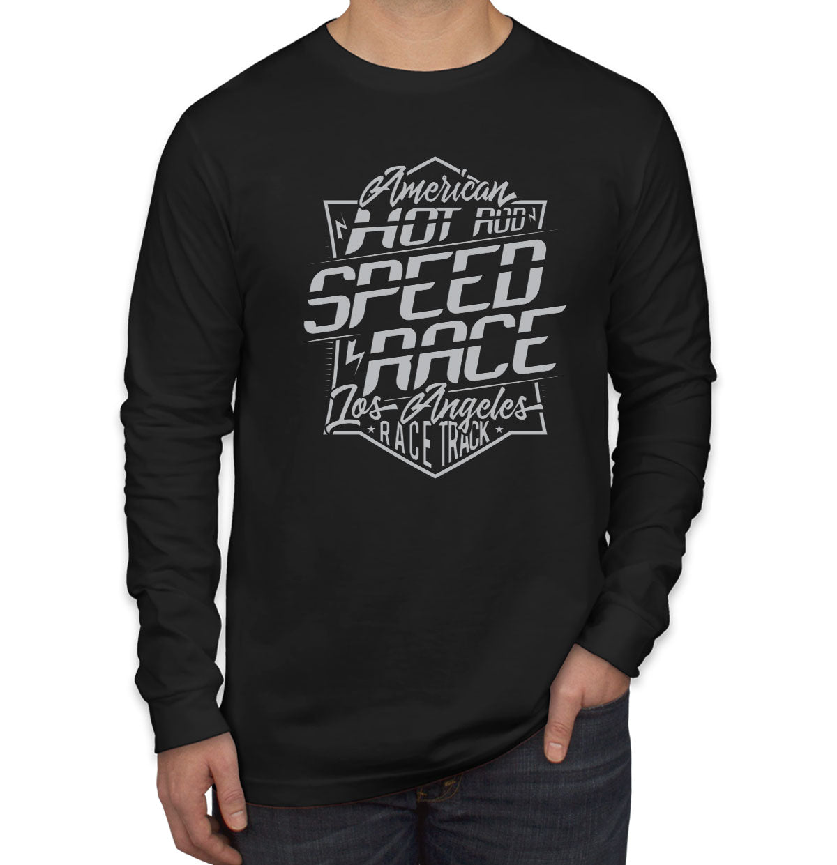 American Hot Rod Speed Race Los Angeles Men's Long Sleeve Shirt