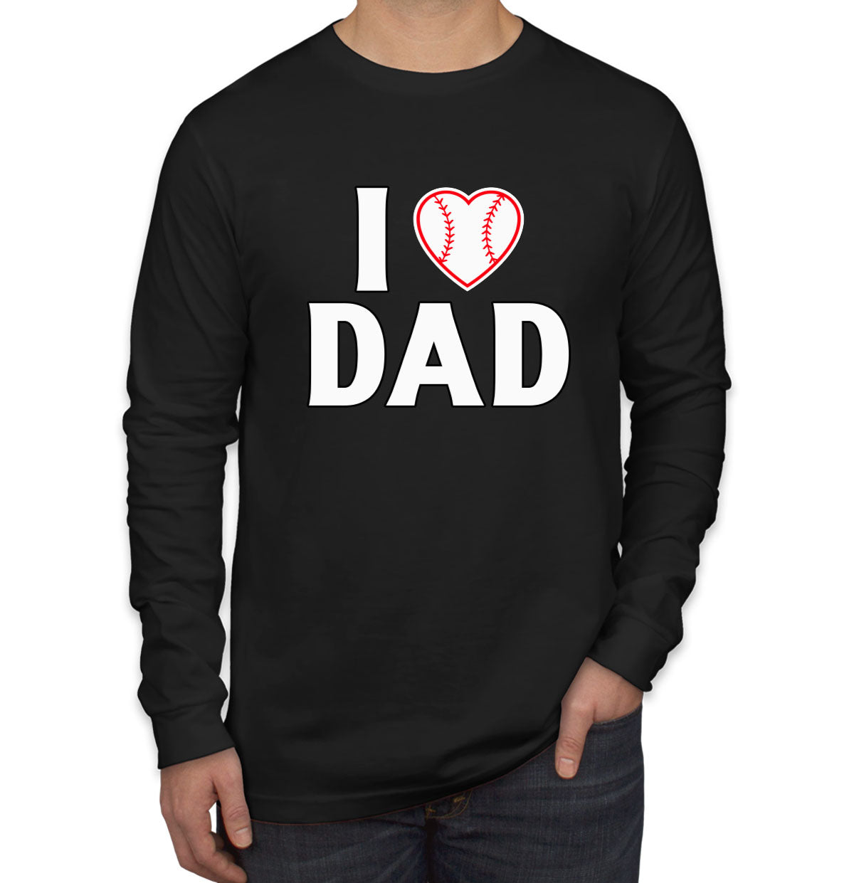 I Love Dad Baseball Heart Long Sleeve Shirt