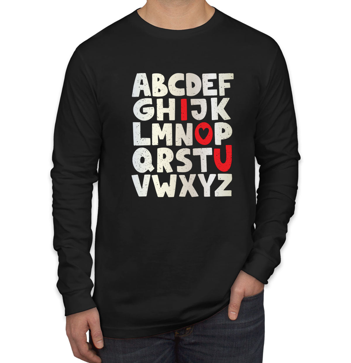 Alphabet I Love You Valentine's Day Men's Long Sleeve Shirt