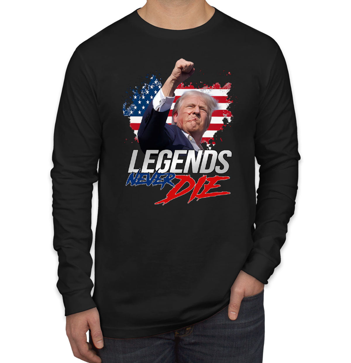 Legends Never Die Trump Men's Long Sleeve Shirt