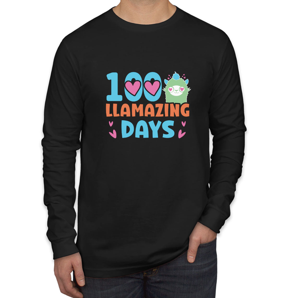 100 Llamazing Day Men's Long Sleeve Shirt