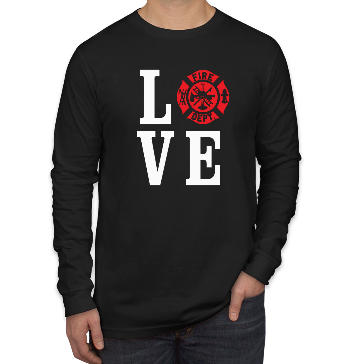 Love Firefighter Fireman Men's Long Sleeve Shirt