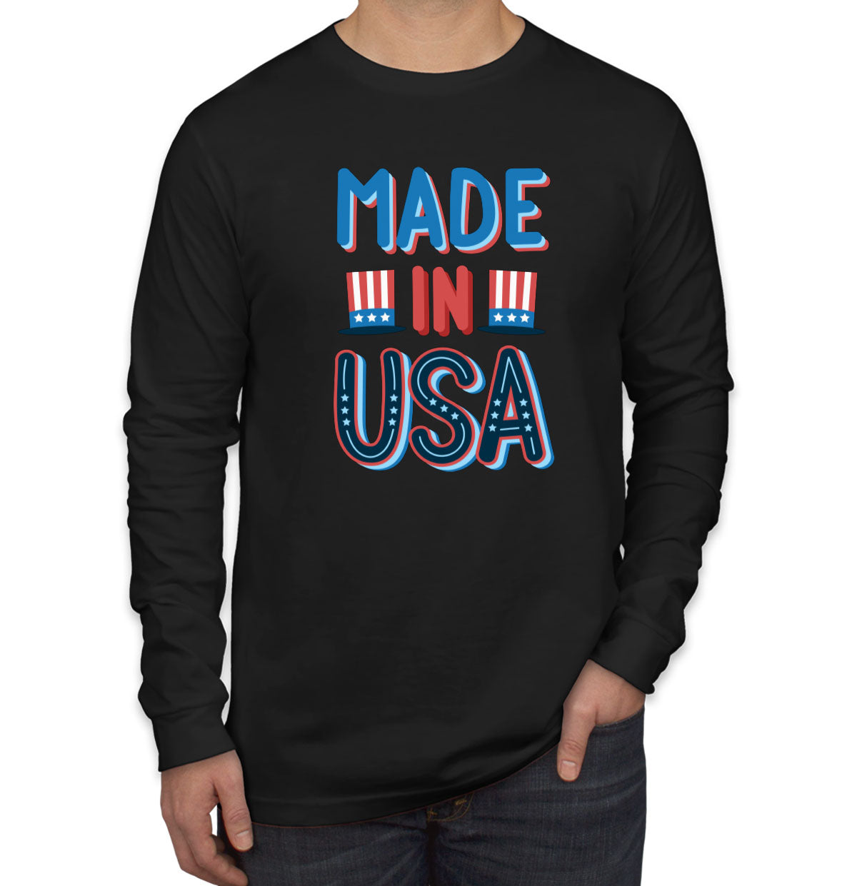 Made In USA Patriotic Men's Long Sleeve Shirt