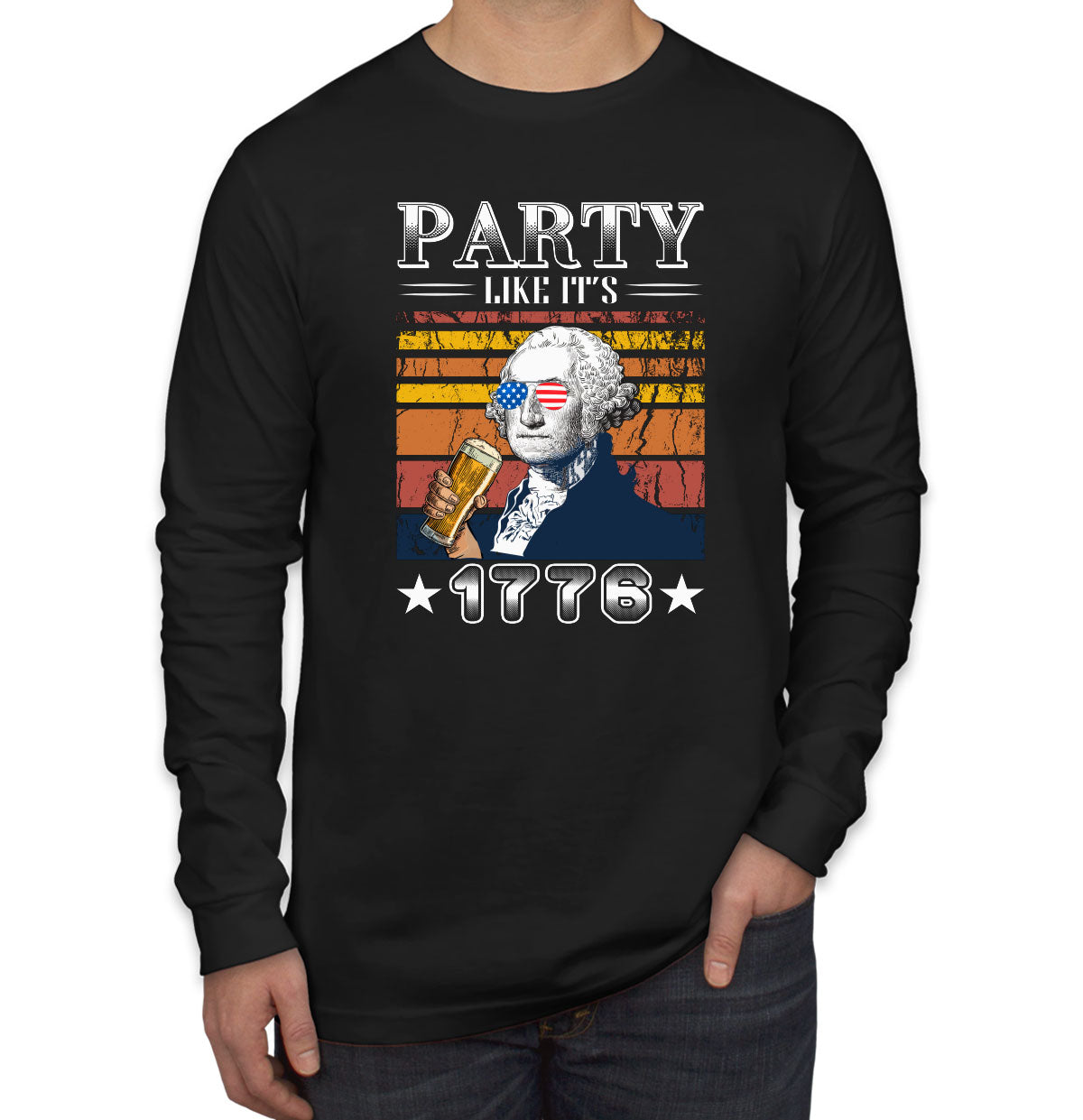 Party Like It's 1776 Benjamin Franklin Men's Long Sleeve Shirt