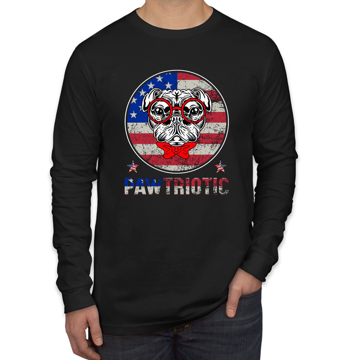 Bulldog Pawtriotic Patriotic Men's Long Sleeve Shirt