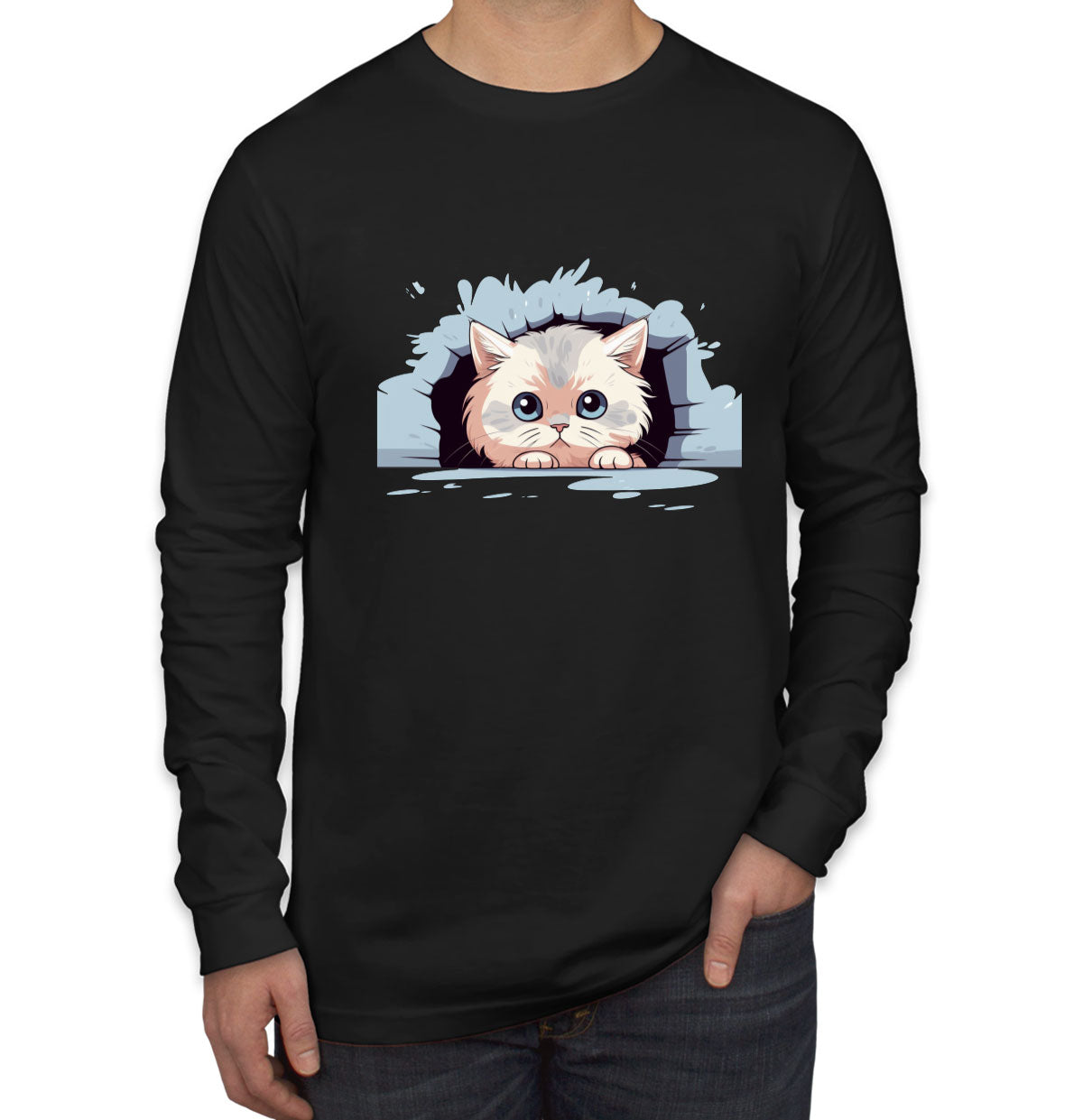 Cute Persian Cat Men's Long Sleeve Shirt