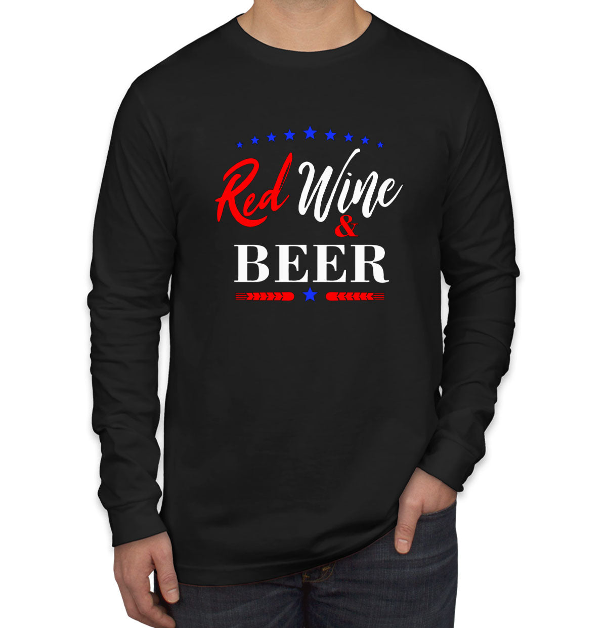 Red Wine And Beer Men's Long Sleeve Shirt