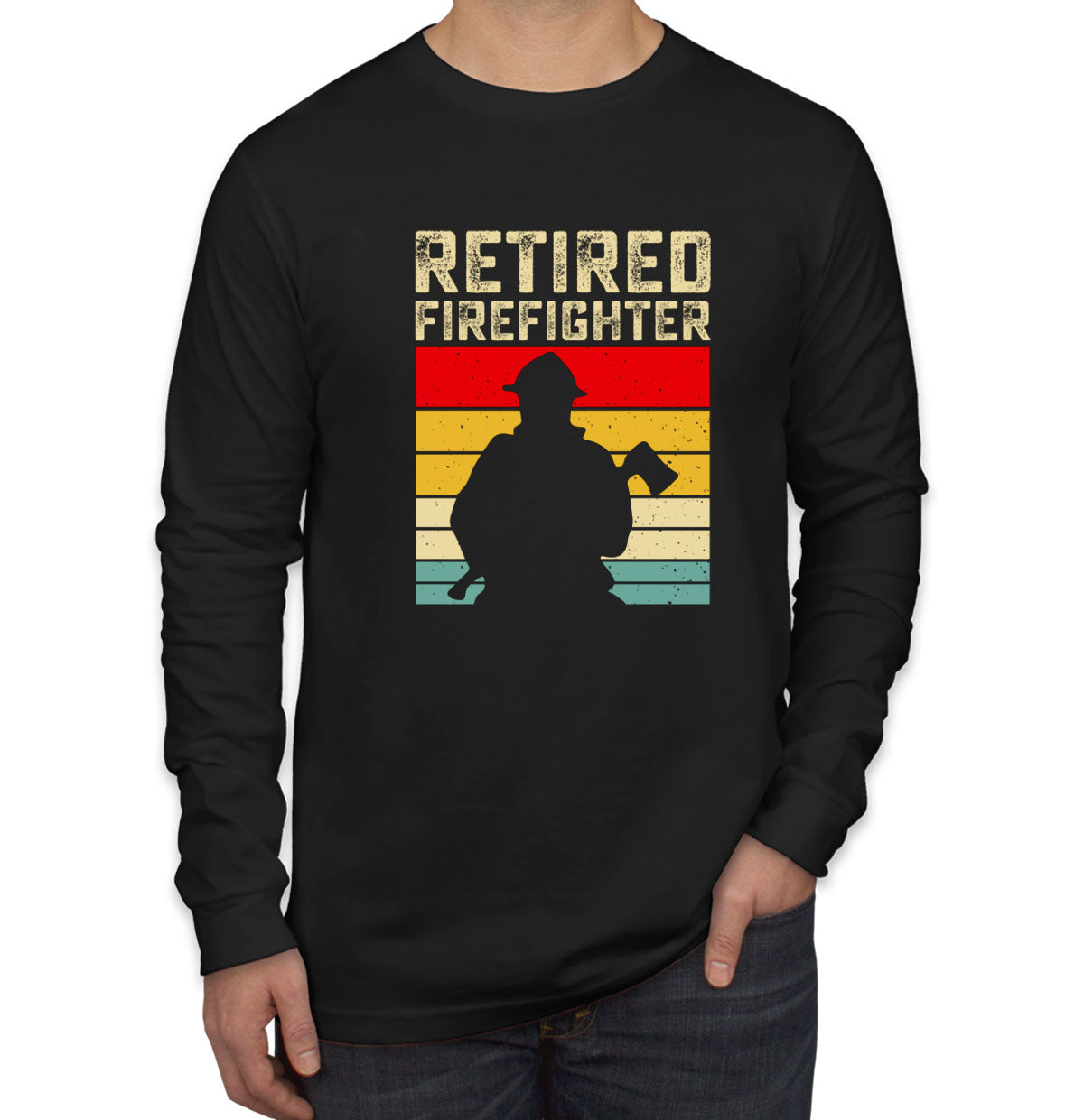 Retro Vintage Retired Firefighter Men's Long Sleeve Shirt