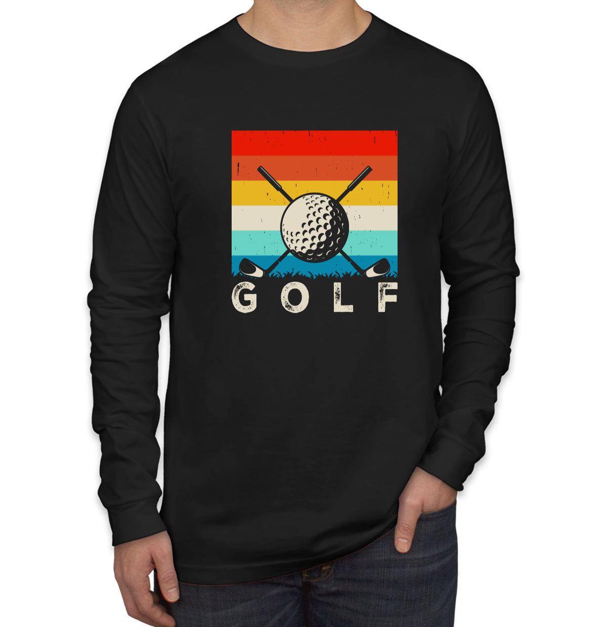 Retro Vintage Golf Men's Long Sleeve Shirt