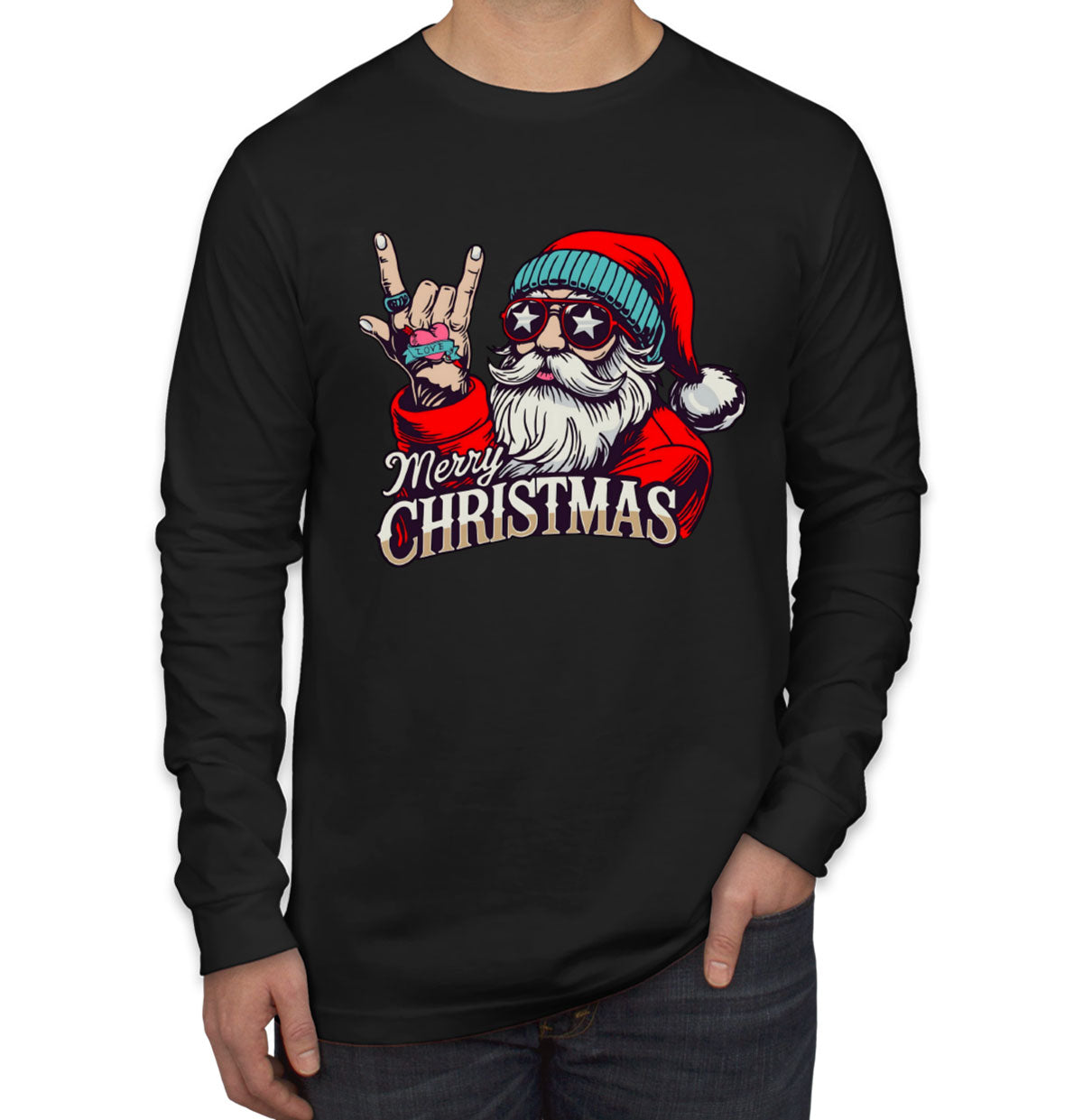 Riock Santa Claus Christmas Men's Long Sleeve Shirt